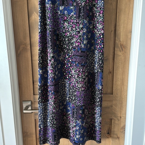 Coldwater Creek patchwork maxi dress ditzy floral stretch Purple/Blue Lace - Picture 5 of 10